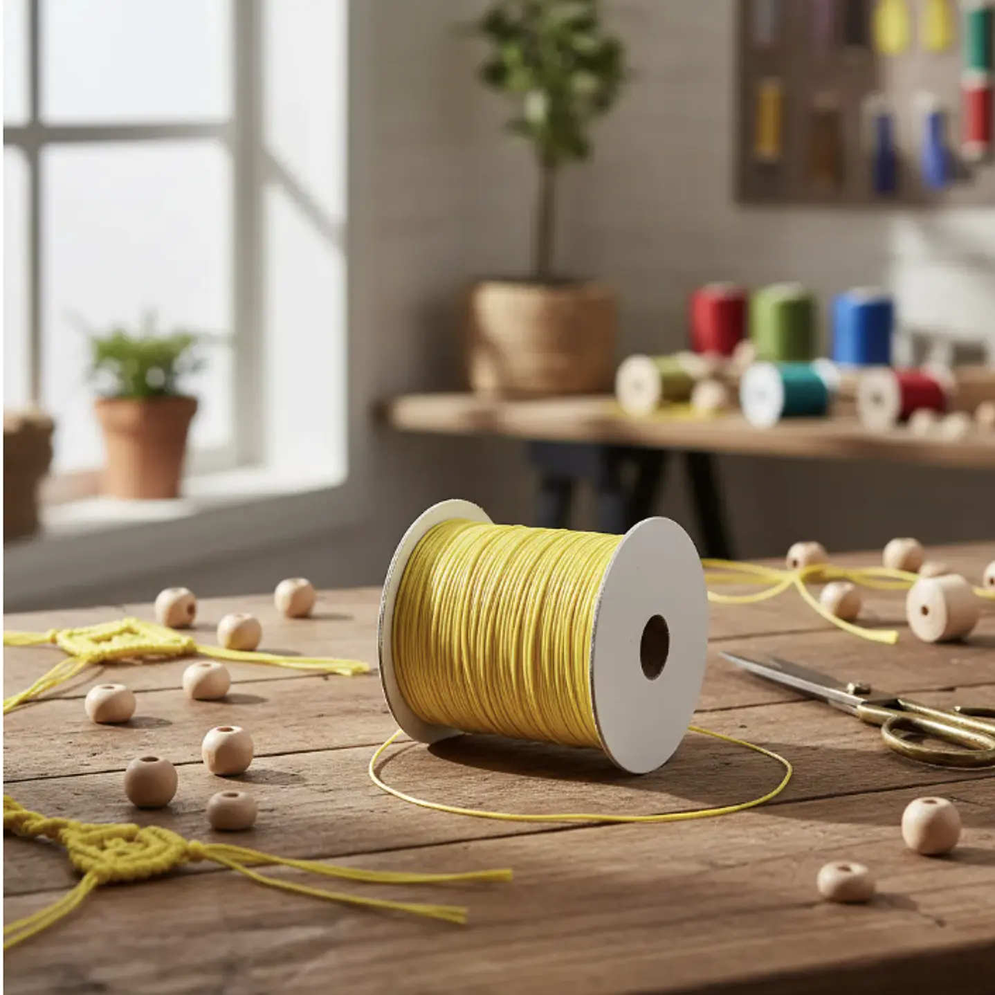 Cordón Tripolino Macramé 1,5mm Rollo 100 Mts Color Amarillo 4