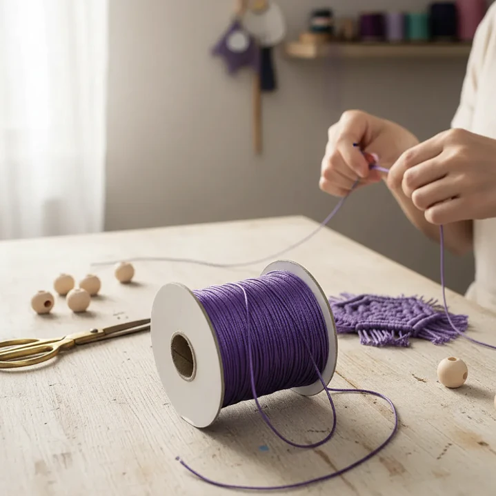 Cordón Tripolino Macramé 1,5mm Rollo 100 Mts Color Morado 1