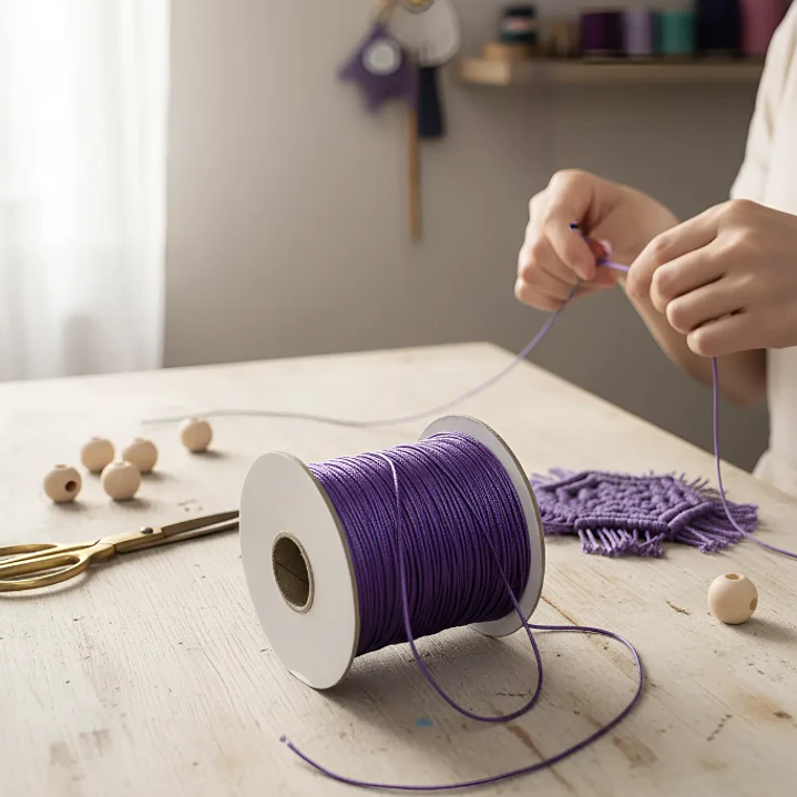 Cordón Tripolino Macramé 1,5mm Rollo 100 Mts Color Morado 6