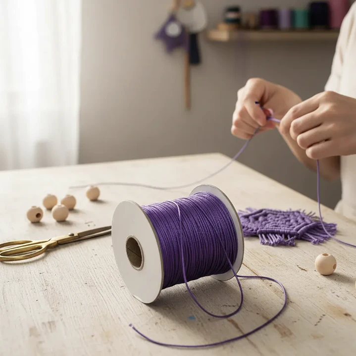 Cordón Tripolino Macramé 1,5mm Rollo 100 Mts Color Morado 7