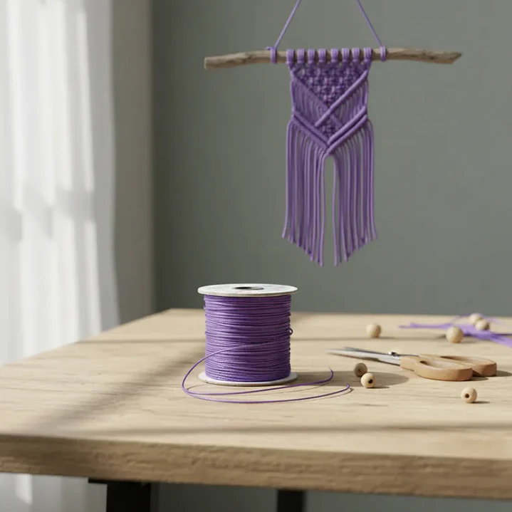Cordón Tripolino Macramé 1,5mm Rollo 100 Mts Color Morado 8