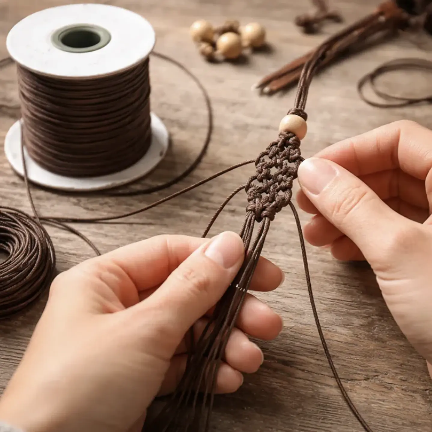 Cordón Tripolino Macramé 1,5mm Rollo 100 Mts Color Café 3