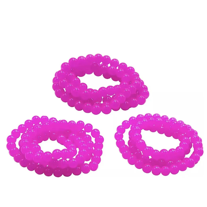Tiras Cuentas De Vidrio Redonda 10mm Color Fucsia  3 Tiras  11