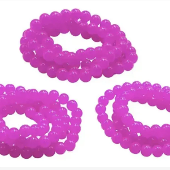 Tiras Cuentas De Vidrio Redonda 10mm Color Fucsia  3 Tiras  10
