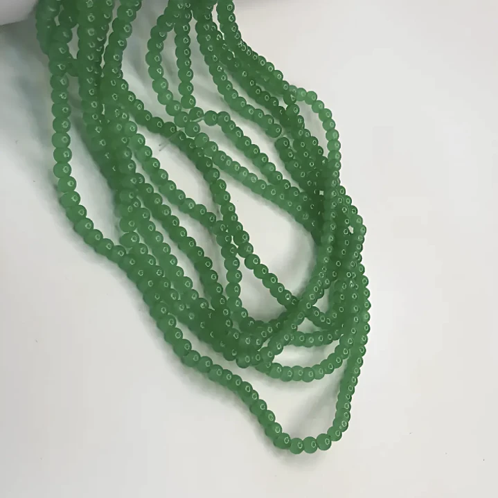 Tiras Cuentas De Vidrio Redonda 4mm Color Verde01 6 Tiras 8
