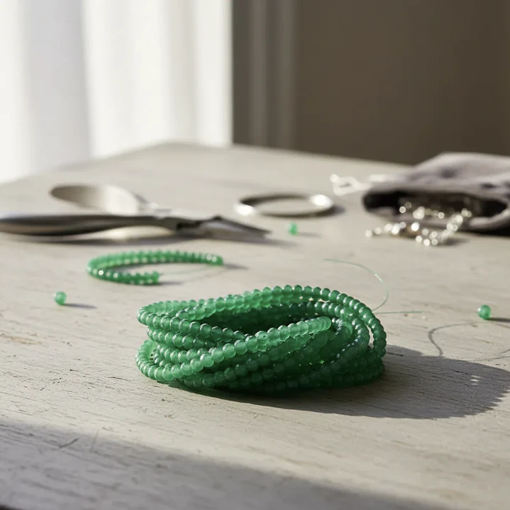 Tiras Cuentas De Vidrio Redonda 4mm Color Verde01 6 Tiras 4