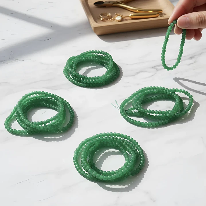 Tiras Cuentas De Vidrio Redonda 4mm Color Verde01 6 Tiras 2
