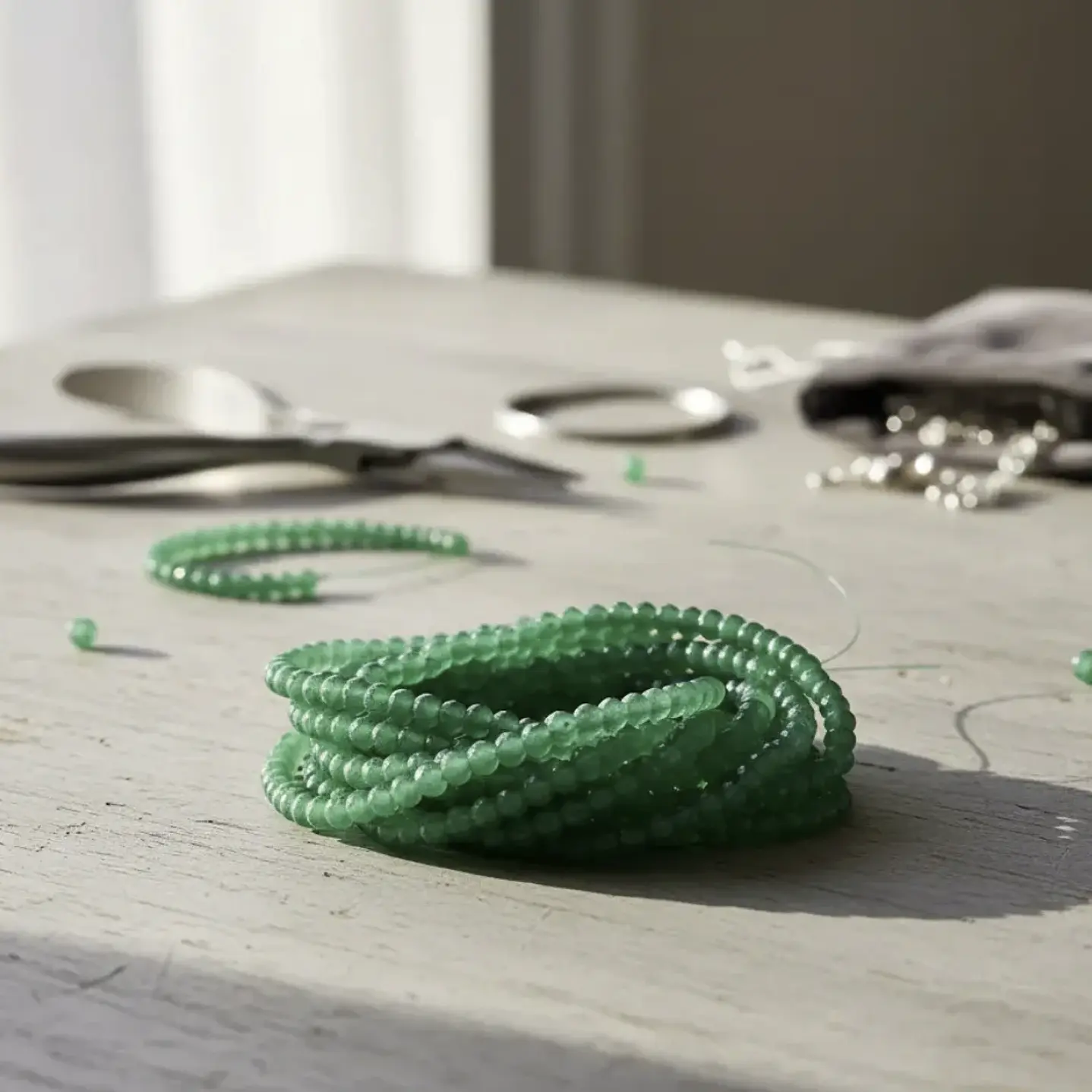 Tiras Cuentas De Vidrio Redonda 4mm Color Verde01 6 Tiras 9