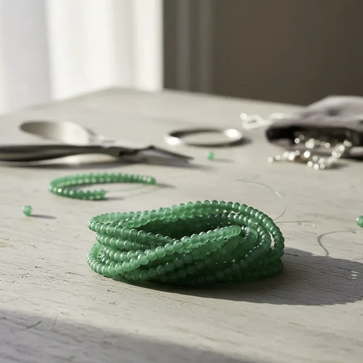 Tiras Cuentas De Vidrio Redonda 4mm Color Verde01 6 Tiras 9