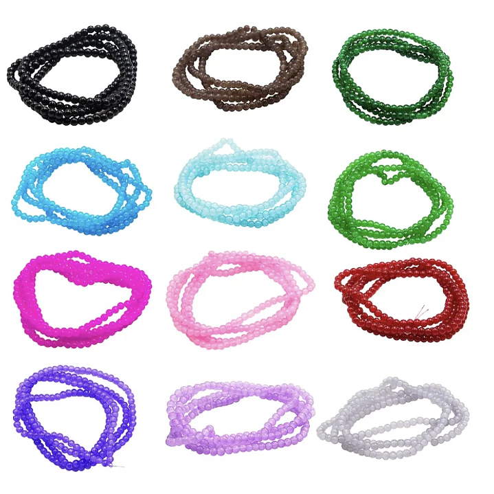 Tiras Cuentas De Vidrio Redonda 4mm Mix Colores 12 Tiras 10
