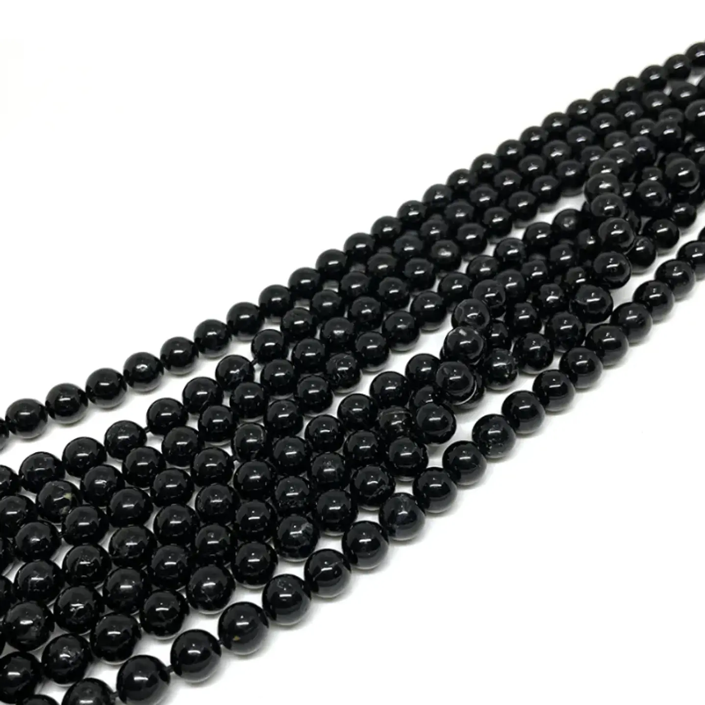 Tiras Cuentas De Vidrio Redonda 4mm Color Negro 6 Tiras 2