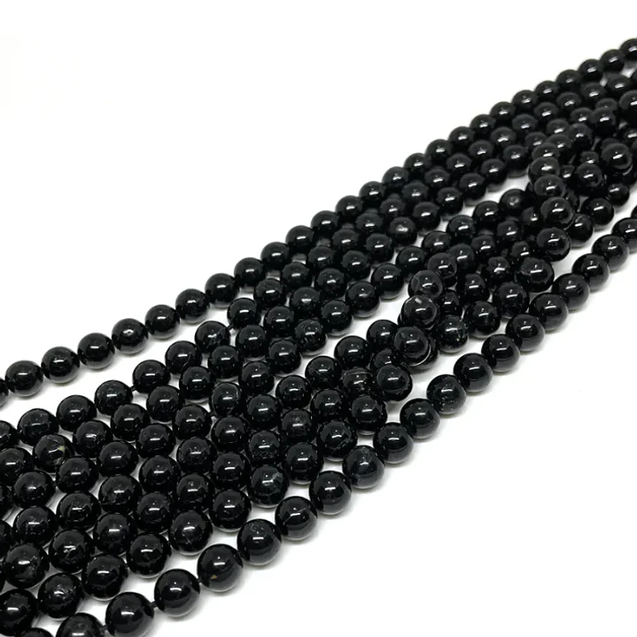 Tiras Cuentas De Vidrio Redonda 4mm Color Negro 6 Tiras 2