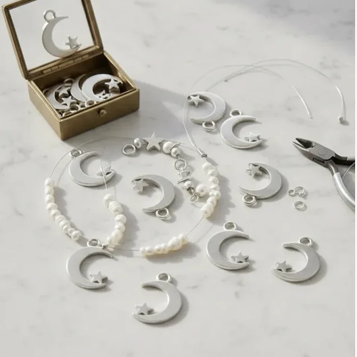 Dijes Chiche Bisutería Pack 50und Modelo Luna Estrella Ch91b 7