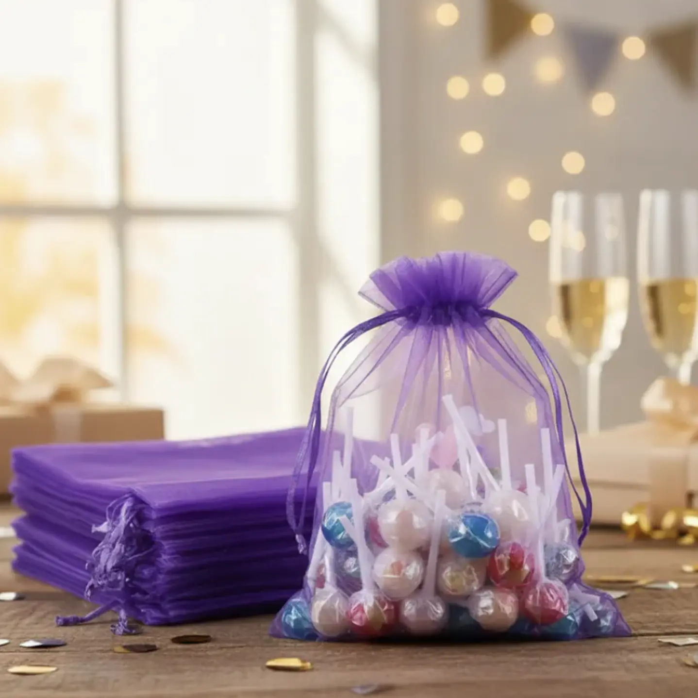 Bolsa Organza Medida 15x20 Cms  Color Morado 50 Unidades 5