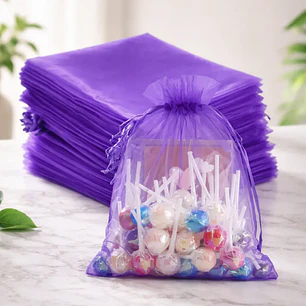 Bolsa Organza Medida 15x20 Cms  Color Morado 50 Unidades