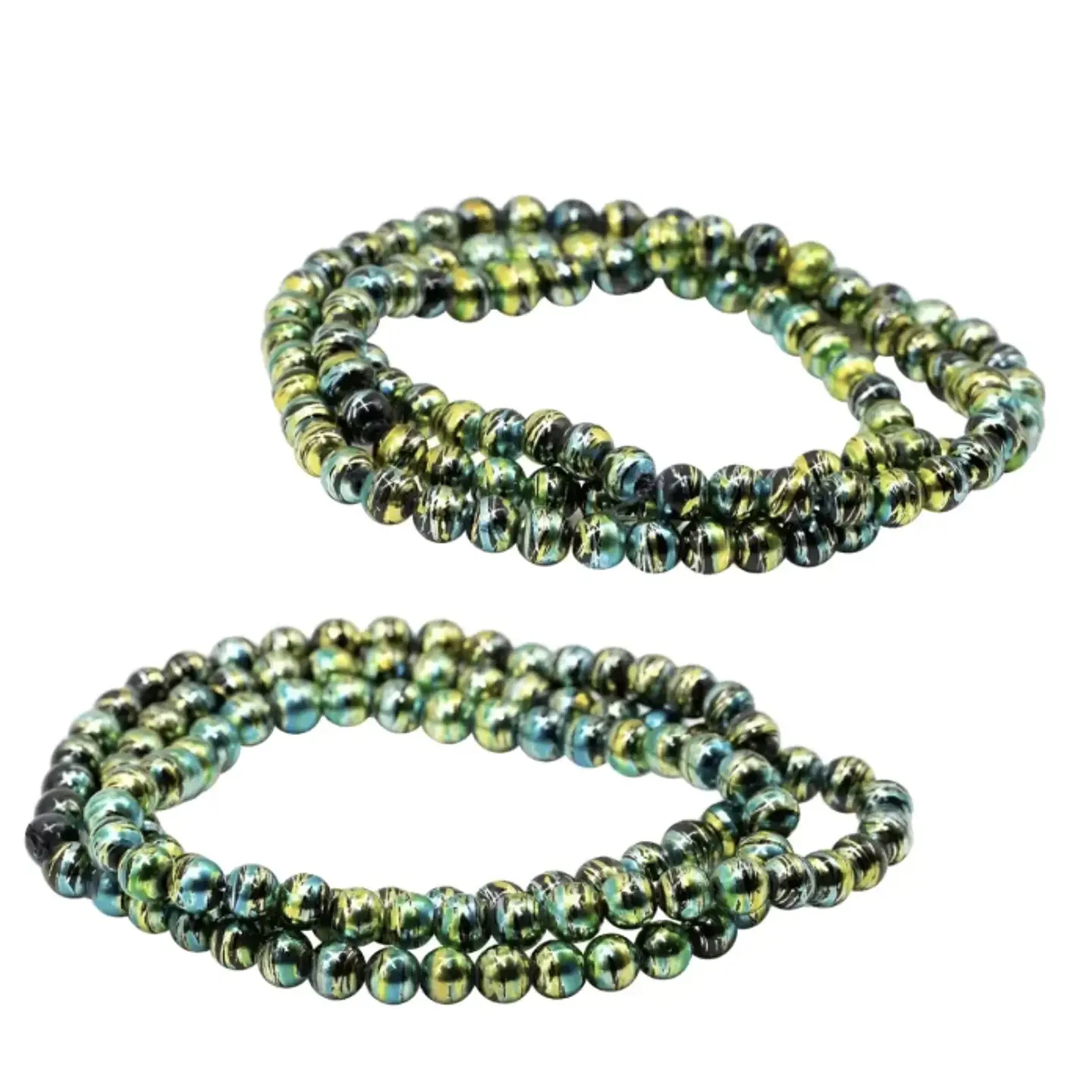 Tiras Cuentas De Vidrio Redonda 6mm Verde Multi Color 4und 5