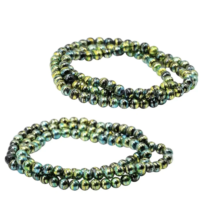 Tiras Cuentas De Vidrio Redonda 6mm Verde Multi Color 4und 5