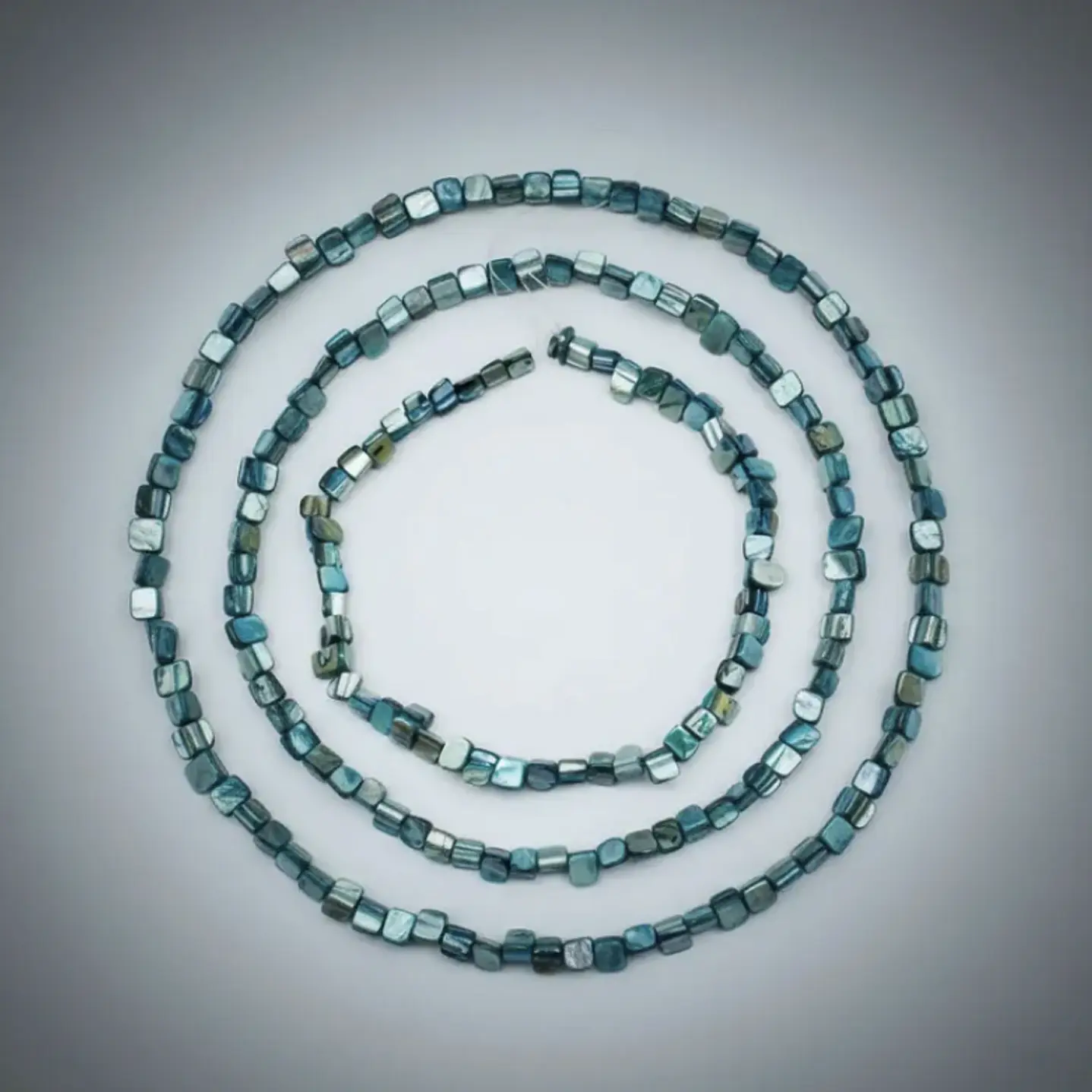 Tiras Cuentas Nacar Cuadrado Irregular 7mm C/azul Petrol 3un 11