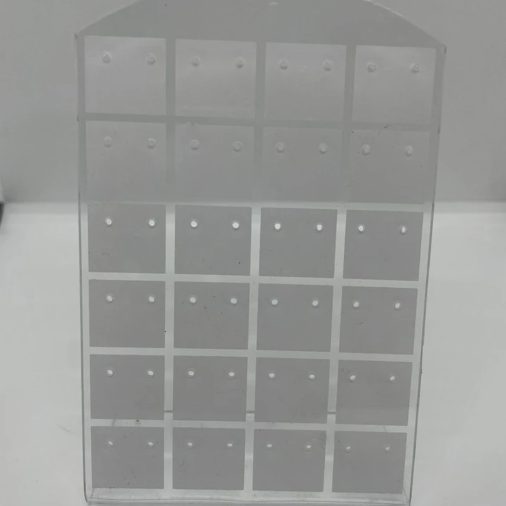 Exhibidor Aros Topitos Acrilico Transparente C/ Blanco 24 Pr 10