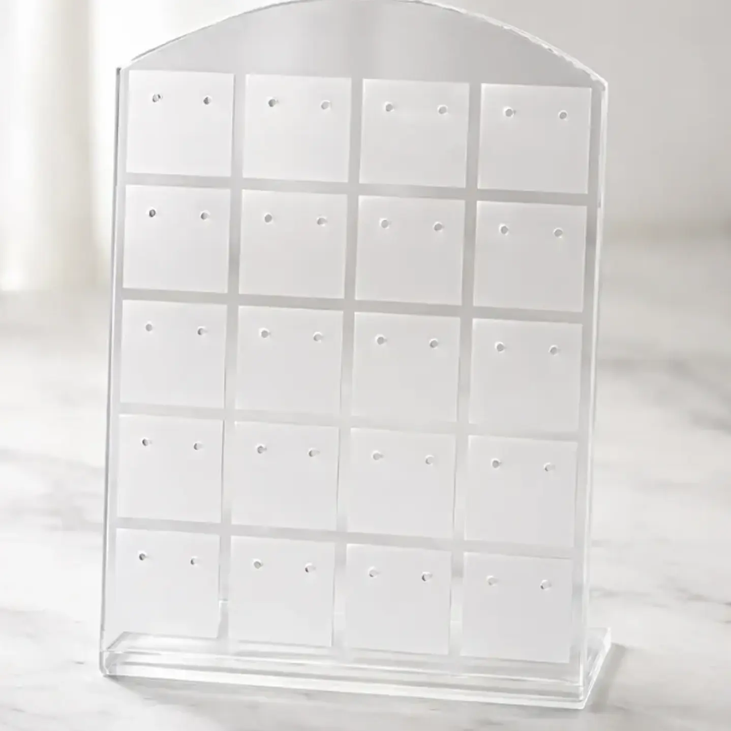 Exhibidor Aros Topitos Acrilico Transparente C/ Blanco 24 Pr 2