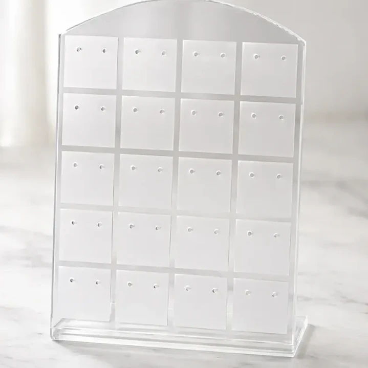 Exhibidor Aros Topitos Acrilico Transparente C/ Blanco 24 Pr 2