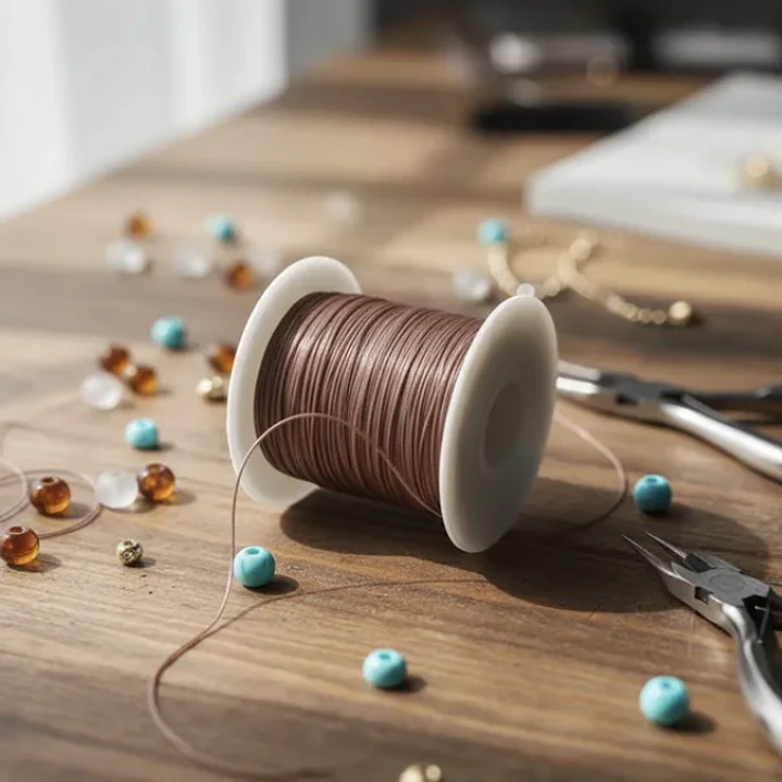 Hilo Elastico Para Pulsera 0.6 Mm Color Café Claro 20 Mtrs 2