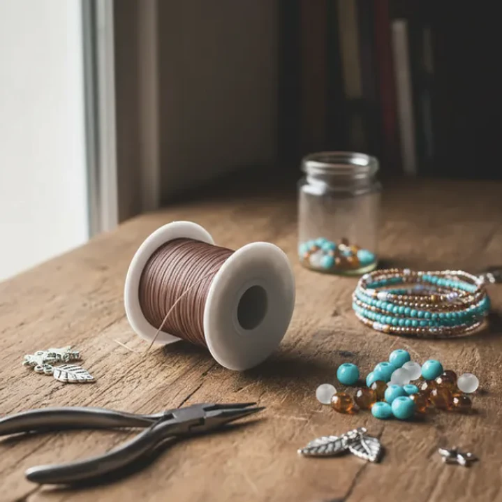 Hilo Elastico Para Pulsera 0.6 Mm Color Café Claro 20 Mtrs 4