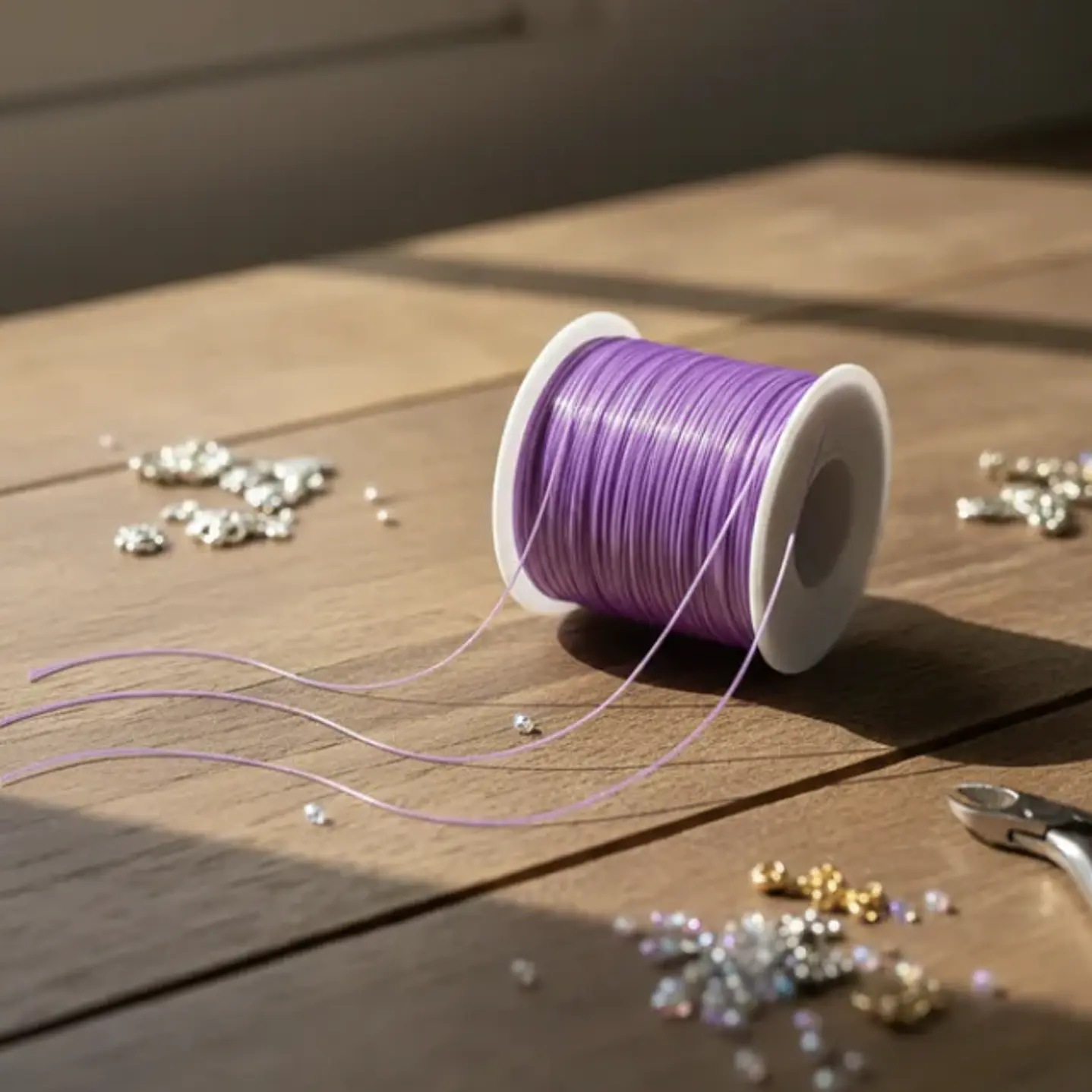 Hilo Elastico Para Pulsera 0.6 Mm Color Lila 20 Mtrs 4