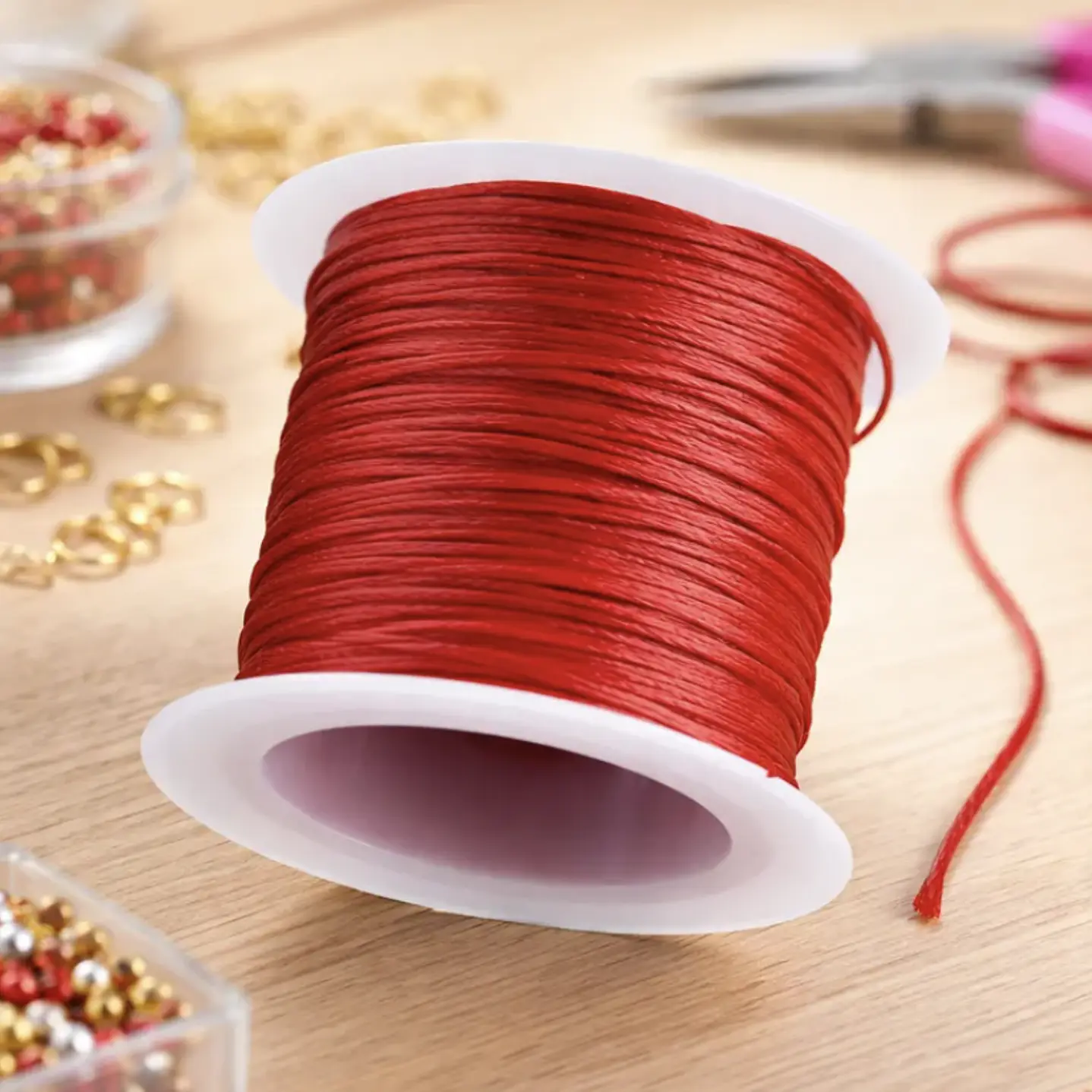 Hilo Encerado  Bisuteria  20 Mtrs  Grosor 1mm Color Rojo 1un 1