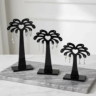 Set 3 Exhibidores Aros Colgantes Acrilico Modelo Palmeras