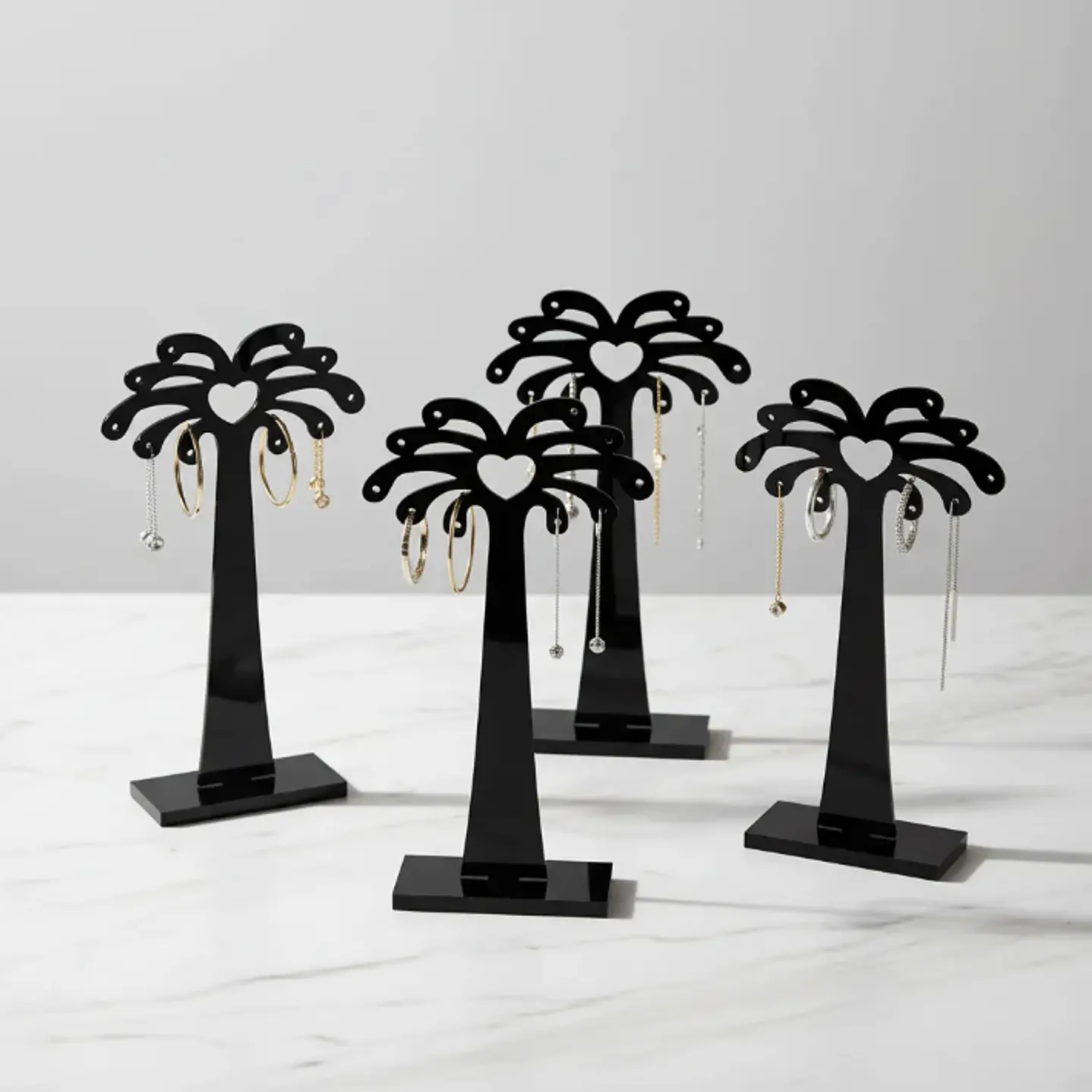 Set 3 Exhibidores Aros Colgantes Acrilico Modelo Palmeras 2