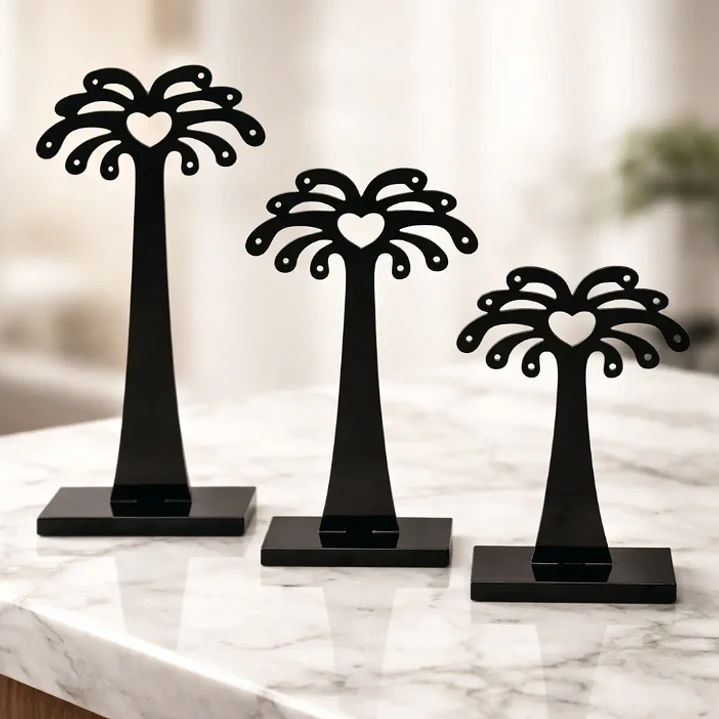 Set 3 Exhibidores Aros Colgantes Acrilico Modelo Palmeras 5