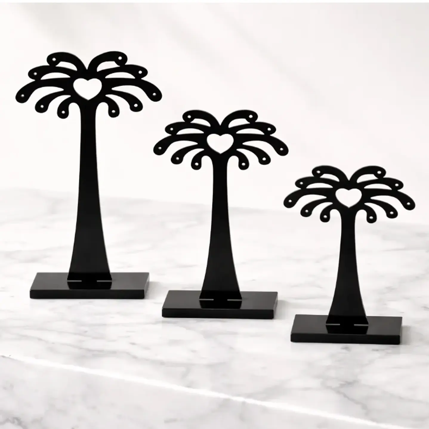 Set 3 Exhibidores Aros Colgantes Acrilico Modelo Palmeras 6