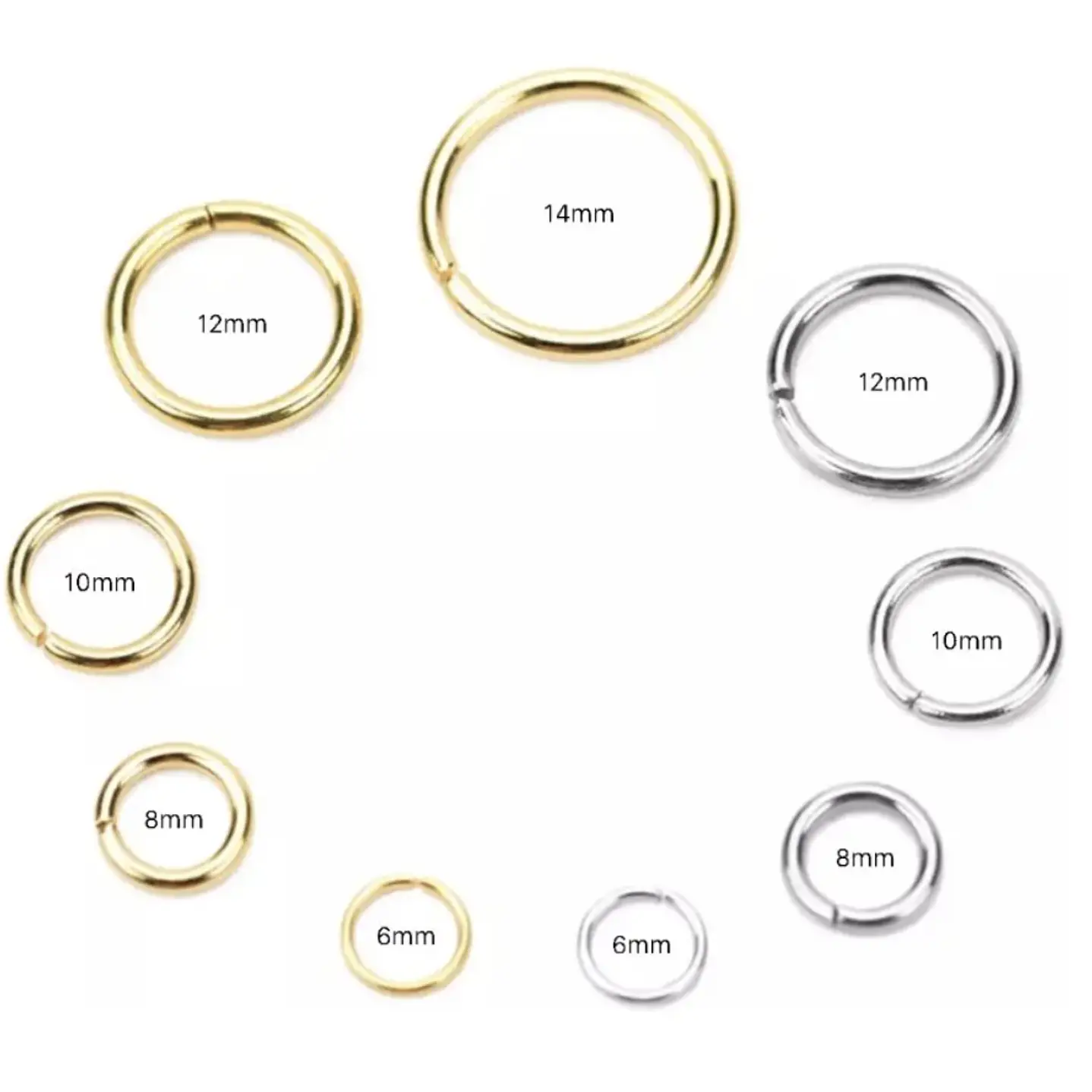 Argolla Union Bisutería Pack 50 Und Color Dorado B3e 14mm 5