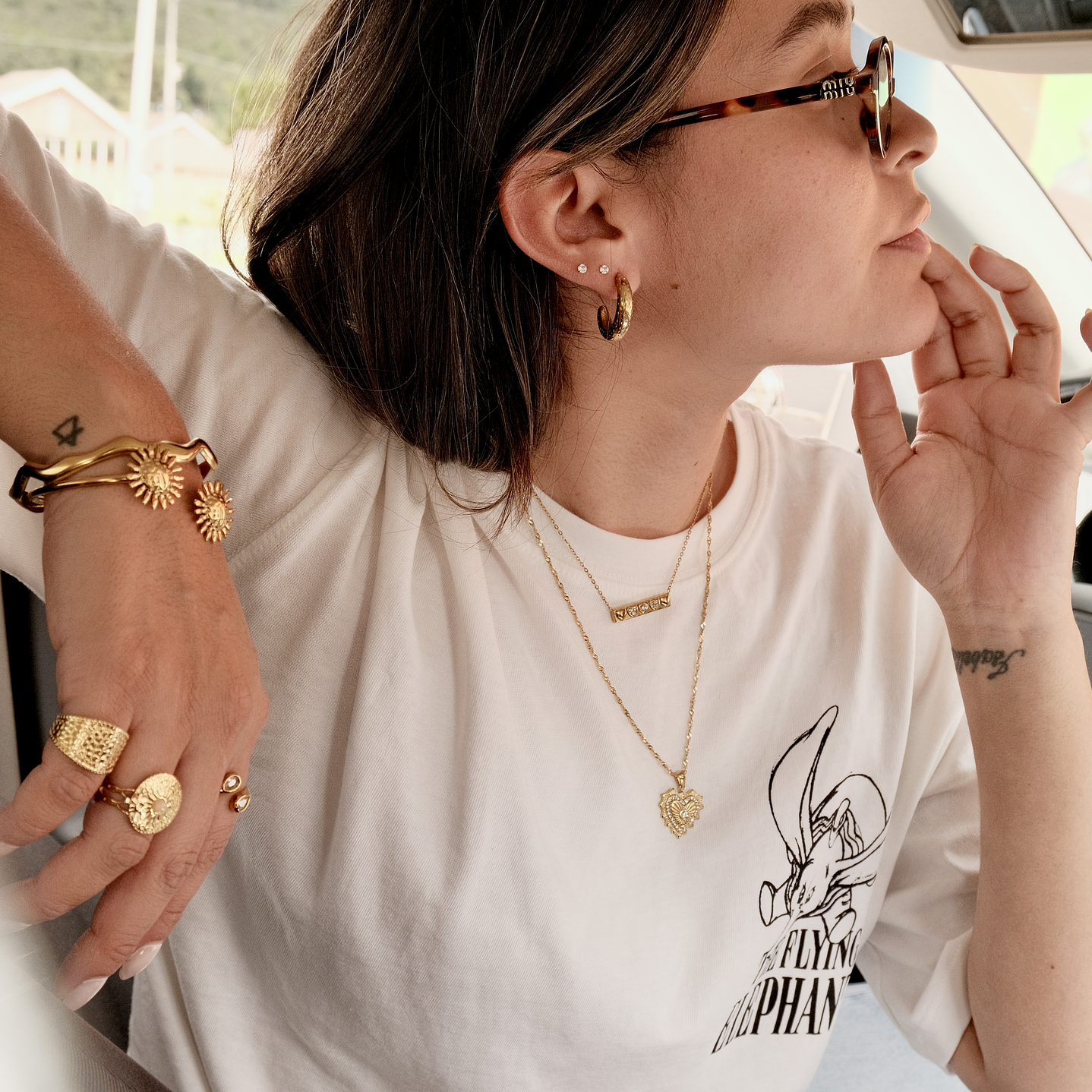 Cadena con corazon circones blancos 5