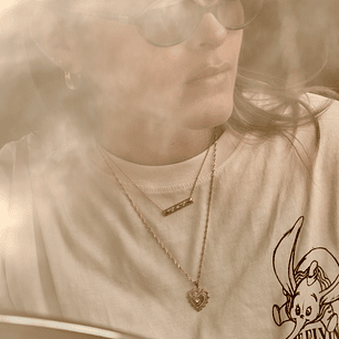 Cadena con corazon circones blancos