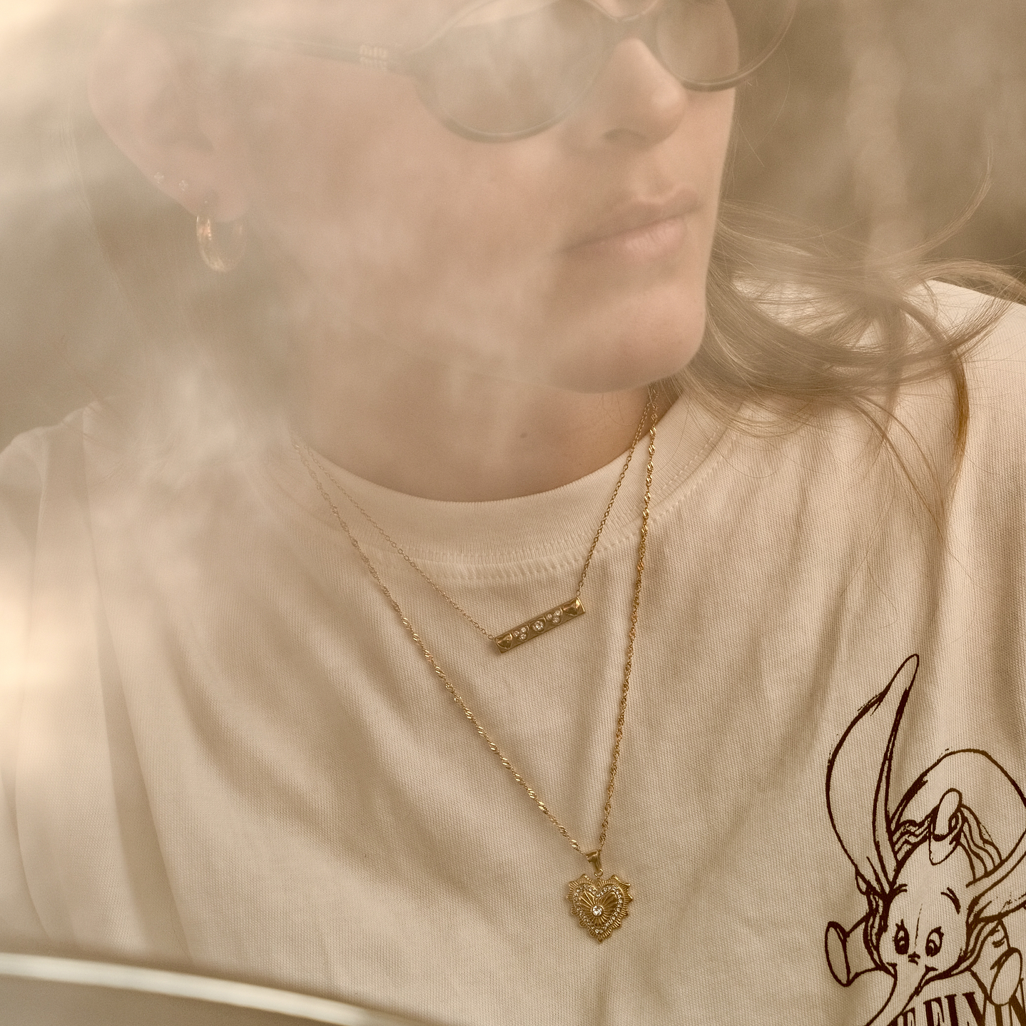 Cadena con corazon circones blancos 2