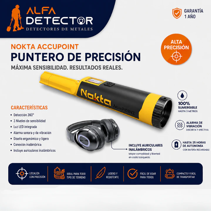 Nokta AccuPoint + BT — Pinpointer con Auriculares 1