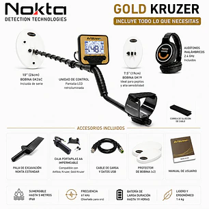 Detector de Oro Nokta Gold Kruzer + Kit Completo Profesional | Alta Frecuencia 61 kHz