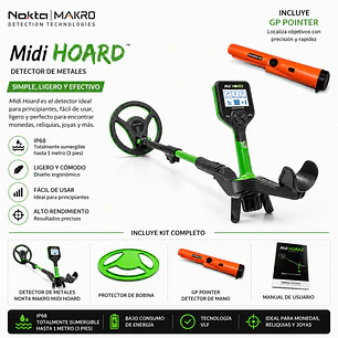 Detector de Metales Nokta Midi Hoard + Pinpointer | Fácil y Seguro