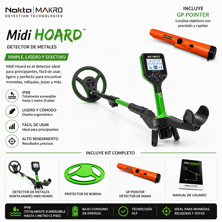 Detector de Metales Nokta Midi Hoard + Pinpointer | Fácil y Seguro 1