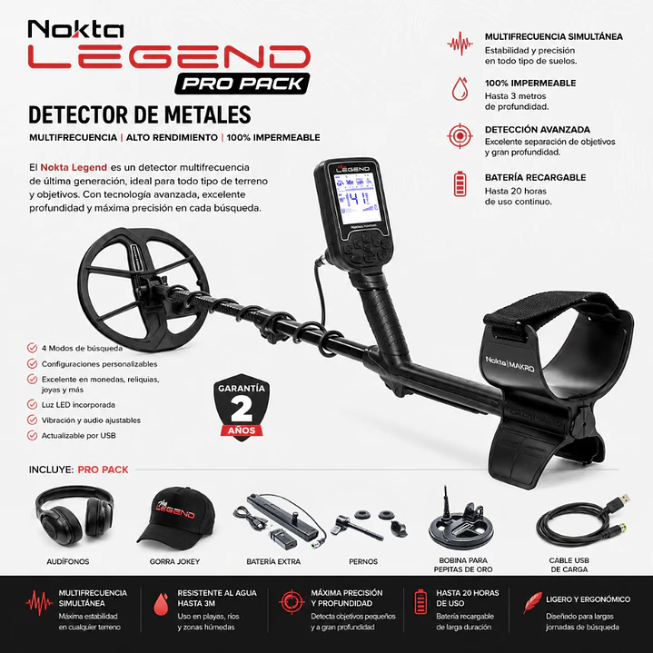 Detector de Metales Nokta Makro Legend Pro Pack 2