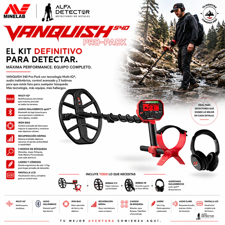 Detector de Metales Minelab Vanquish 540 Pro Pack 2