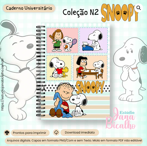 Caderno Universitário Coleção N2 Snoopy
