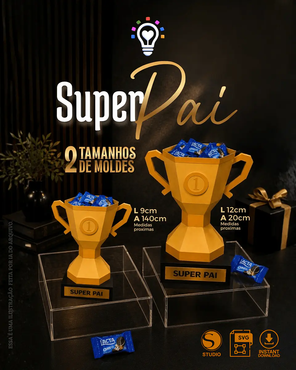 ARQUIVO DE CORTE TROFÉU DIA DOS PAIS + MOLDE 1