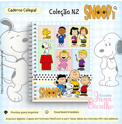 Caderno Colegial Coleção N2 Snoopy