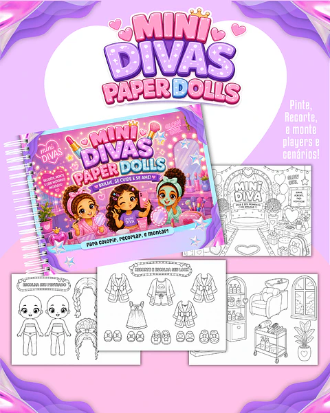 Livrinho Para Colorir Paper Dolls Divas