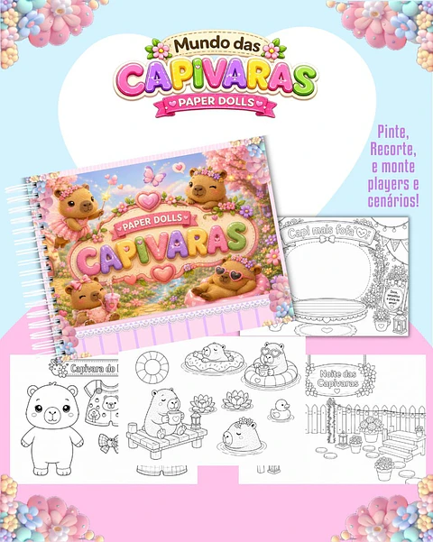 Livrinho Para Colorir Paper Dolls Capivara