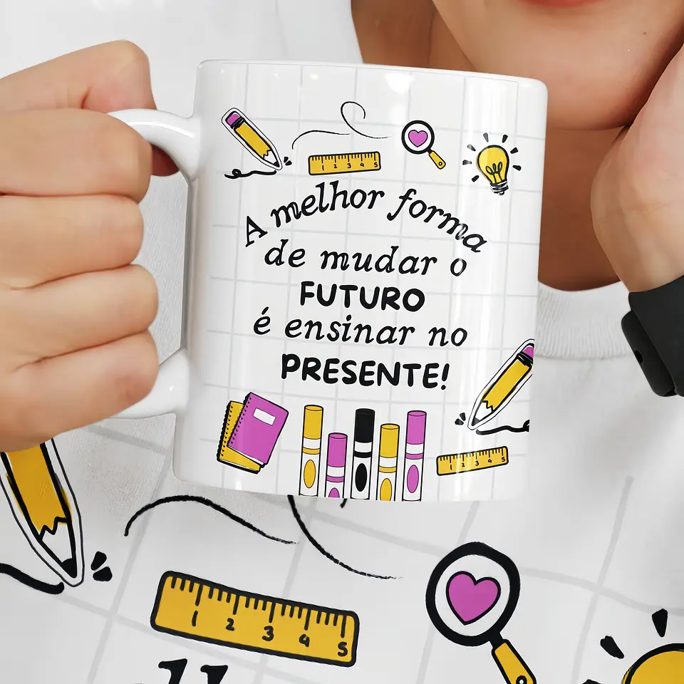 A melhor forma de mudar o futuro – Arte Avulsa Caneca Professores 1