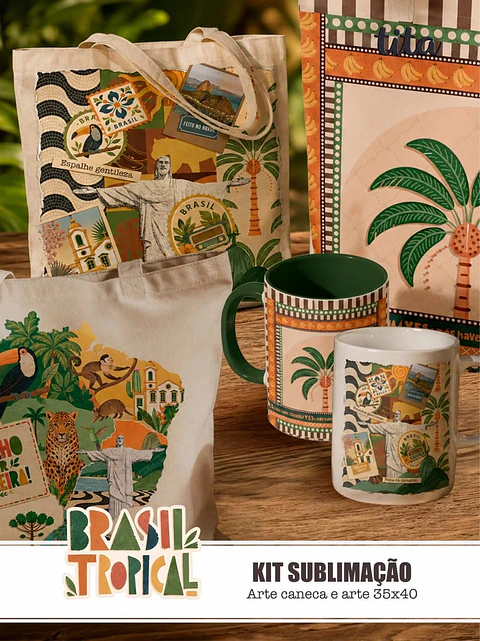 Brasil Tropical – Kit Sublimação – Caneca e Ecobags